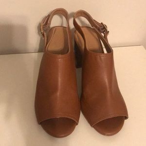 Open toe sling back booties